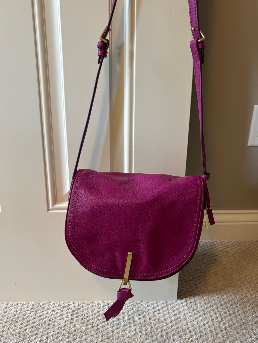 Vera Bradley Fuschia Leather Bag - Shoulder or Crossbody